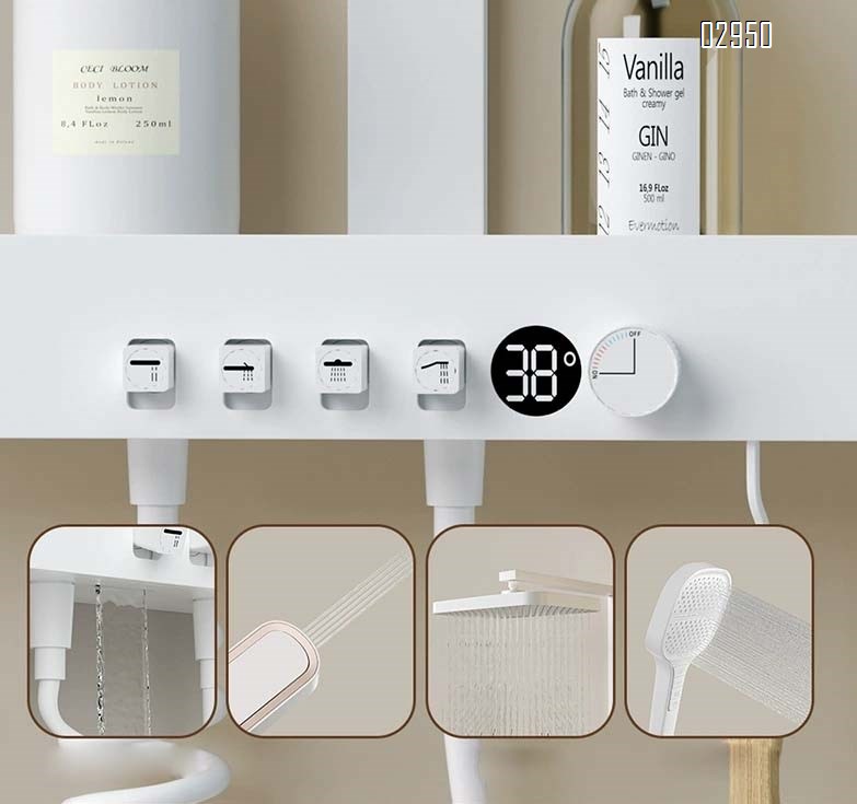 Home use shower set with all-Brass temperature control shower head bathroom accessories