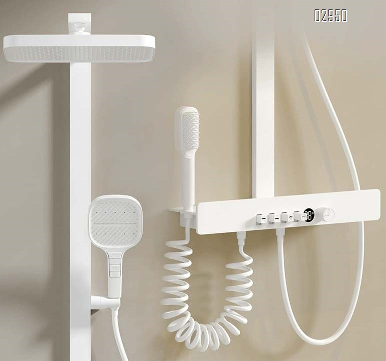 Home use shower set with all-Brass temperature control shower head bathroom accessories