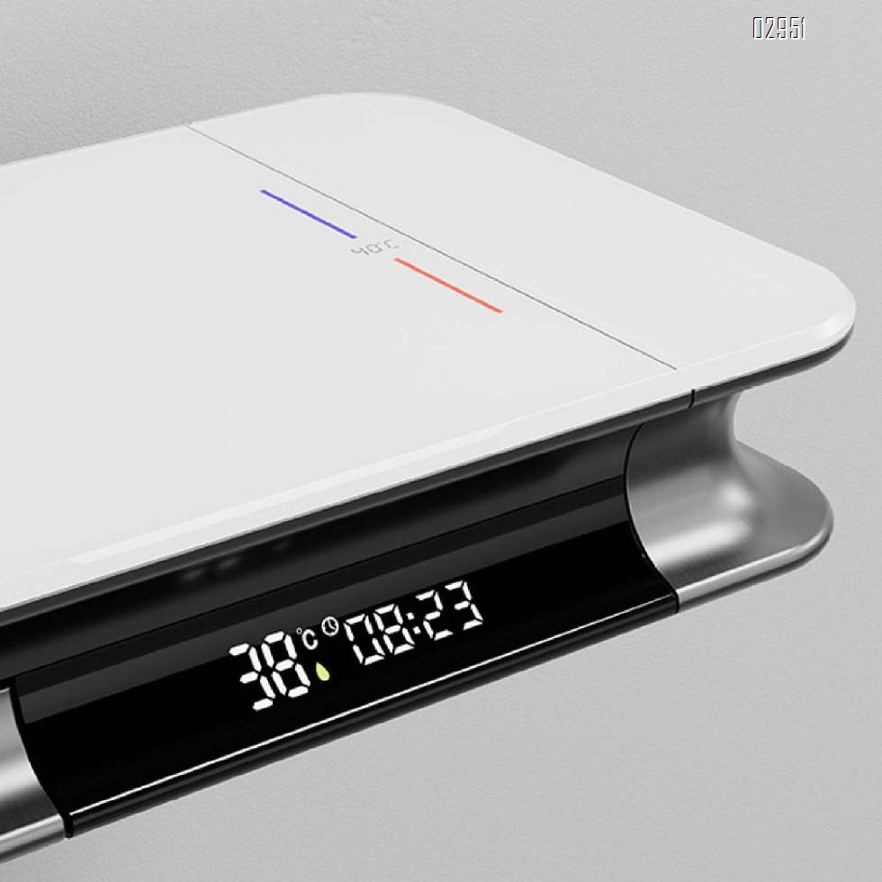 thermostatic Six-function gunmetal gray and white shower head set with top spray waterfall waist spray and digital mood light shower head