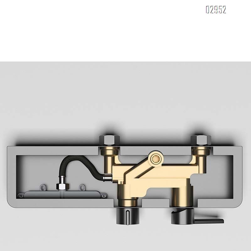 Gunmetal gray new brass storage shelf shower head set knob cold hot simple brushed gold multi-functional