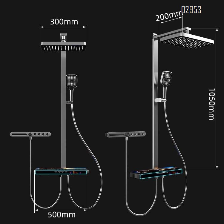 Berlin Sound separate massage nozzle brass atmosphere light piano key digital display Bluetooth music shower storage shower