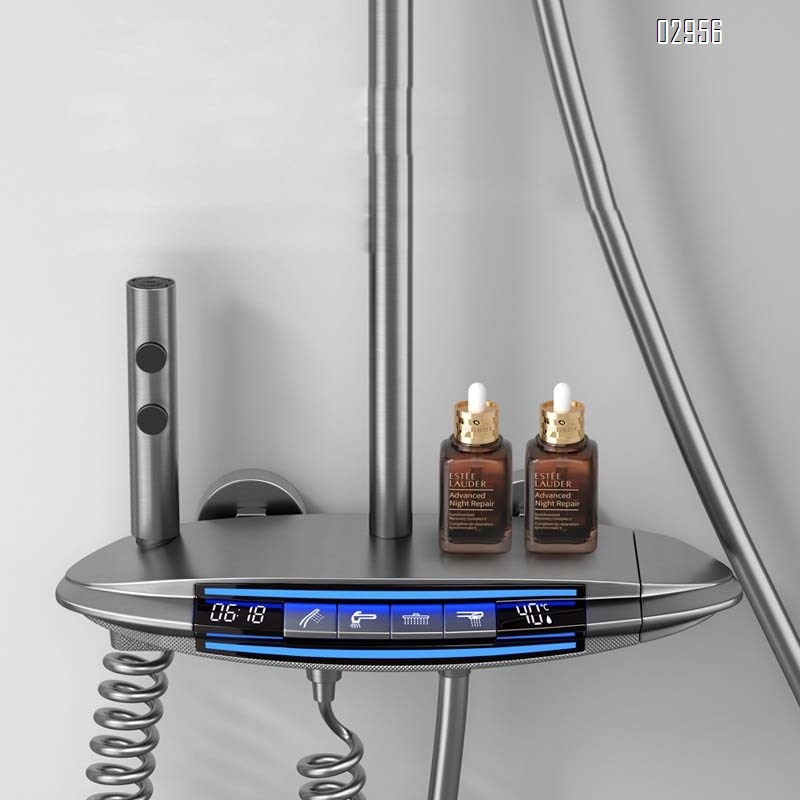 Smart shower spray gun gray shower spray set temperature control shower spray set digital multifunctional