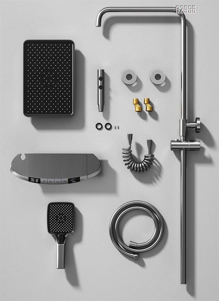 Smart shower spray gun gray shower spray set temperature control shower spray set digital multifunctional