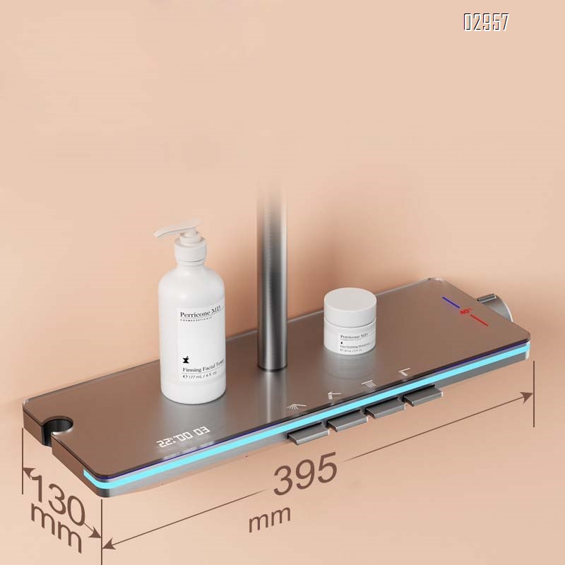 Themostatic Constant temperature shower head  bath shower set brushed white shower with pressure display and atmosphere light shower head