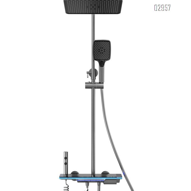 Themostatic Constant temperature shower head  bath shower set brushed white shower with pressure display and atmosphere light shower head