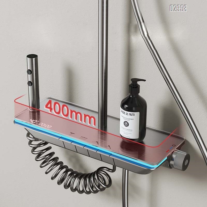 themostatic Constant temperature shower head set with gun gray smart digital display pressure atmosphere light white full copper shower head