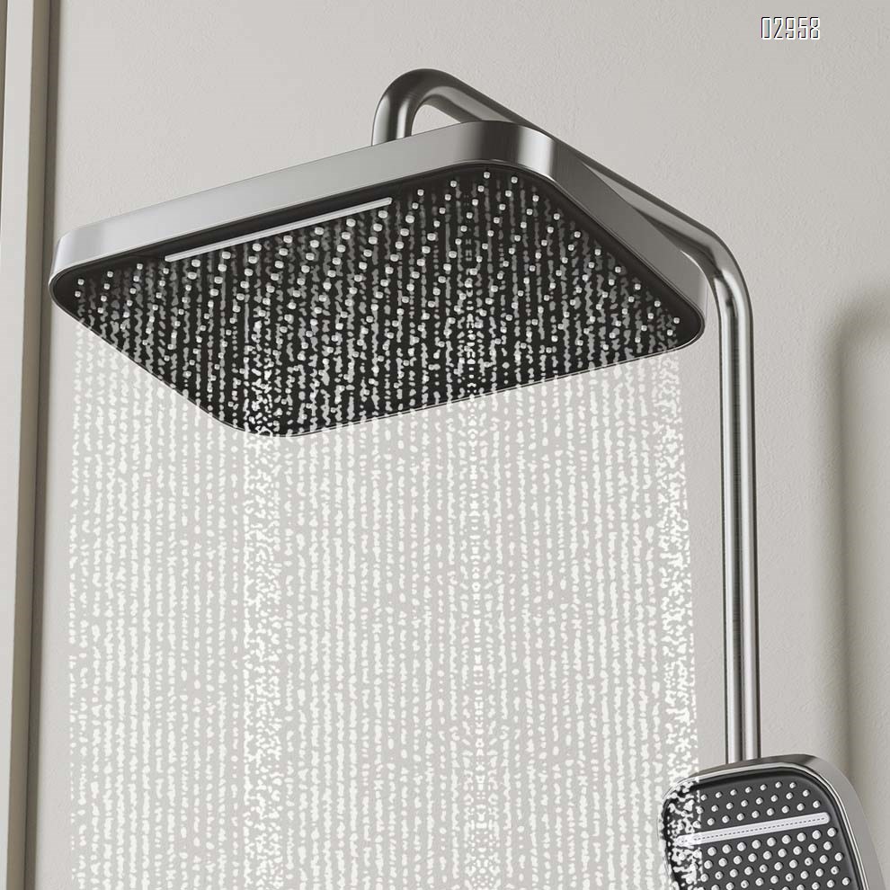 themostatic Constant temperature shower head set with gun gray smart digital display pressure atmosphere light white full copper shower head