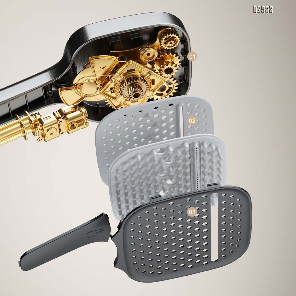 themostatic Constant temperature shower head set with gun gray smart digital display pressure atmosphere light white full copper shower head