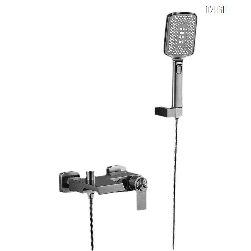 Gunmetal gray brass themostatic constant temperature display bath faucet bathroom shower set Brass body mixing valve