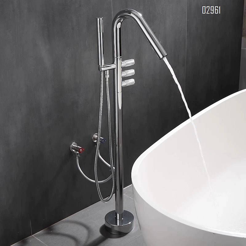 New full Brass floor-standing bathtub faucet concealed floor and wall connection vertical cold and hot water faucet bathtub shower head