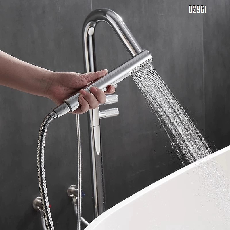 New full Brass floor-standing bathtub faucet concealed floor and wall connection vertical cold and hot water faucet bathtub shower head