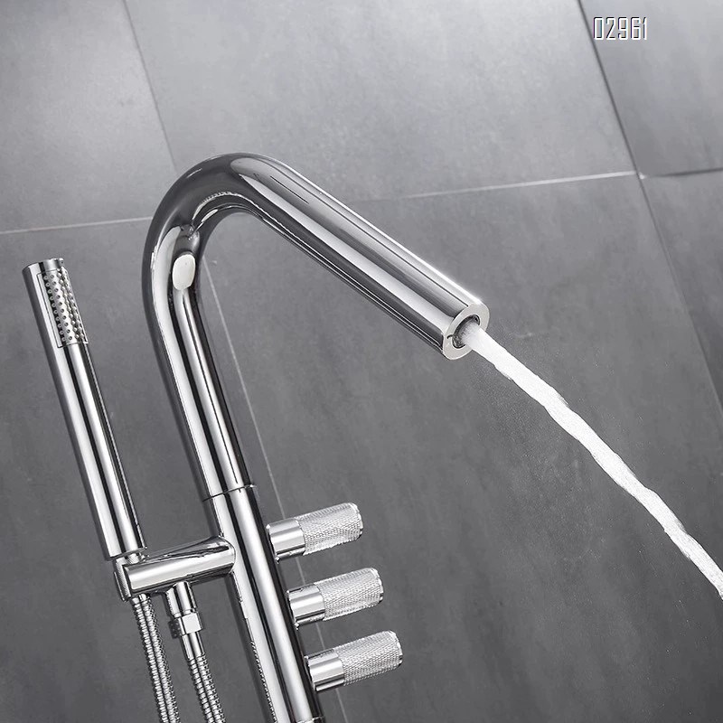 New full Brass floor-standing bathtub faucet concealed floor and wall connection vertical cold and hot water faucet bathtub shower head