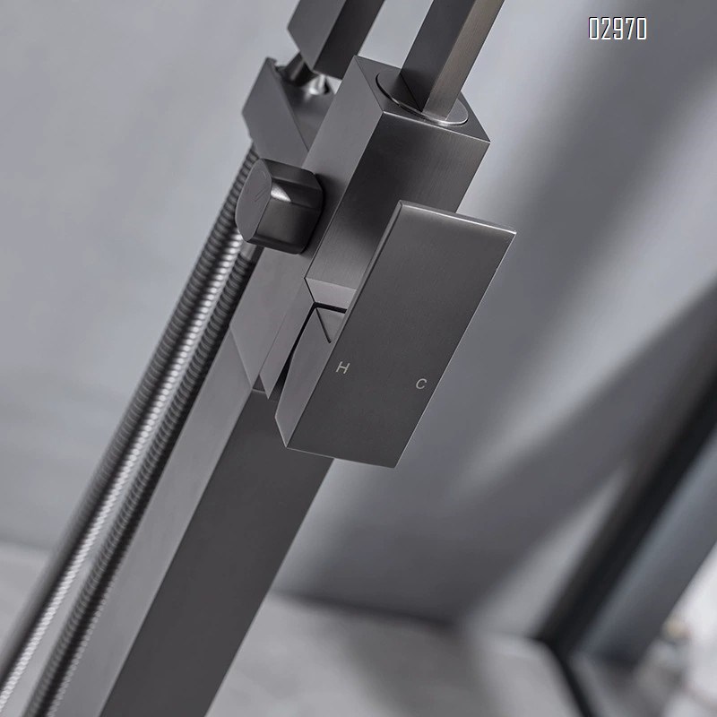 Bathroom brass faucet set with shower head for vertical bathtub cold and hot water brass rotating bath faucet