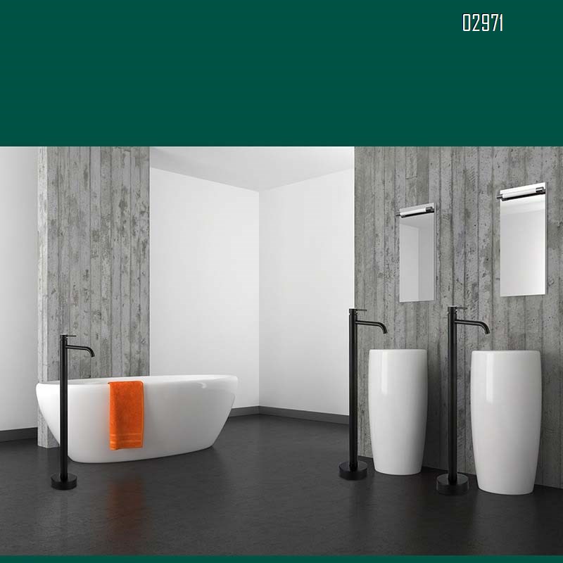 Black column basin faucet brass cold and hot floor basin bathtub faucet