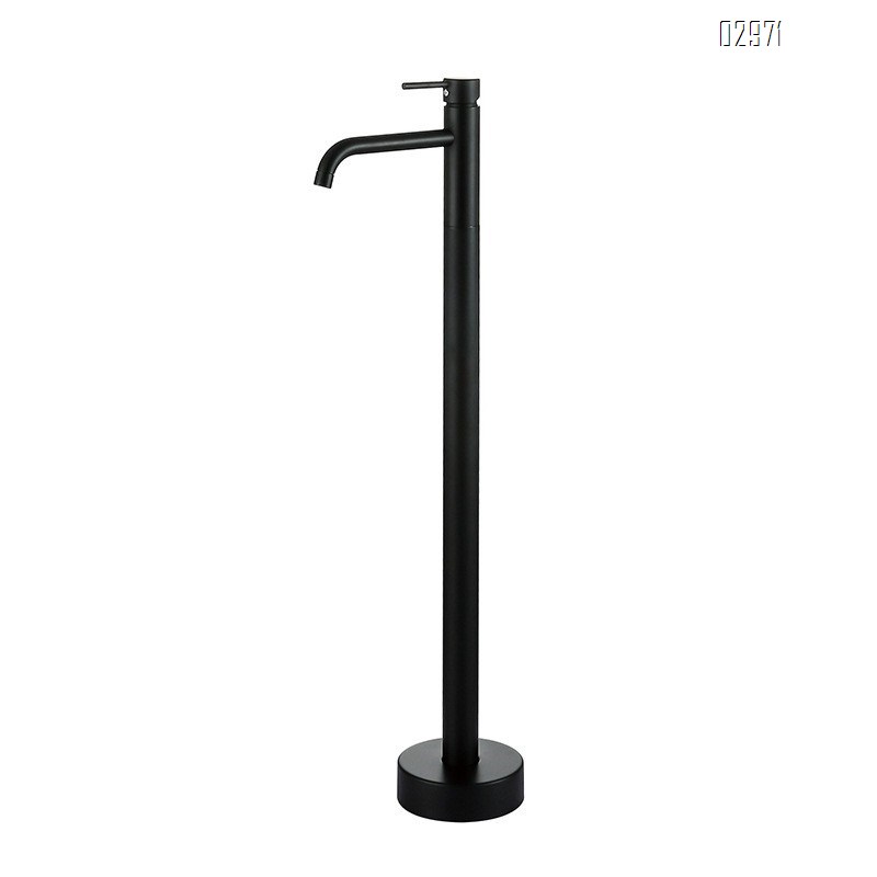 Black column basin faucet brass cold and hot floor basin bathtub faucet