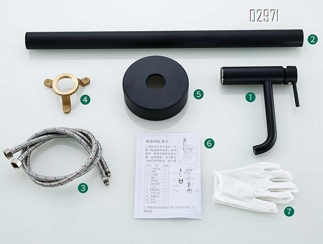 Black column basin faucet brass cold and hot floor basin bathtub faucet