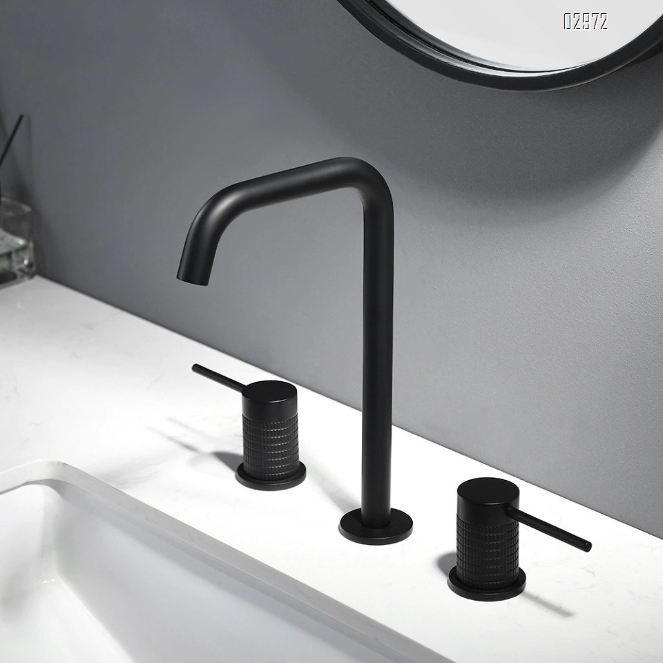 Brass Rose Gold Three-hole Basin Faucet Separate Style Golden Hot and Cold Home Hotel Bathroom Cabinet Wash Basin