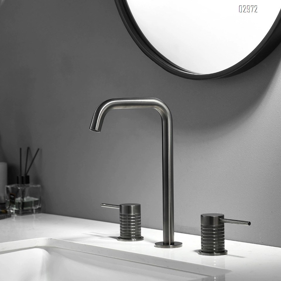 Brass Rose Gold Three-hole Basin Faucet Separate Style Golden Hot and Cold Home Hotel Bathroom Cabinet Wash Basin