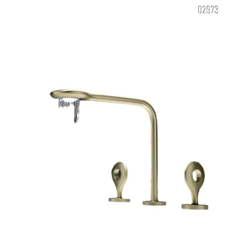 European full Brass three-hole basin faucet separate wash basin spray gun gray brushed gold double-hole
