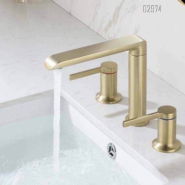 Three-hole faucet all Brass gold three-piece Separate set split type cold and hot European under-counter wash basin faucet