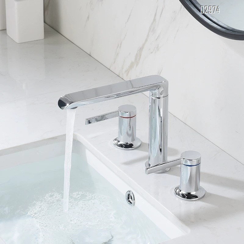 Three-hole faucet all Brass gold three-piece Separate set split type cold and hot European under-counter wash basin faucet