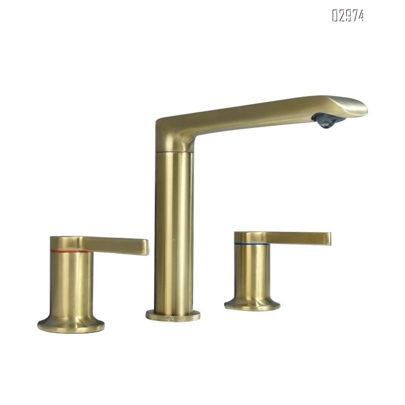 Three-hole faucet all Brass gold three-piece Separate set split type cold and hot European under-counter wash basin faucet
