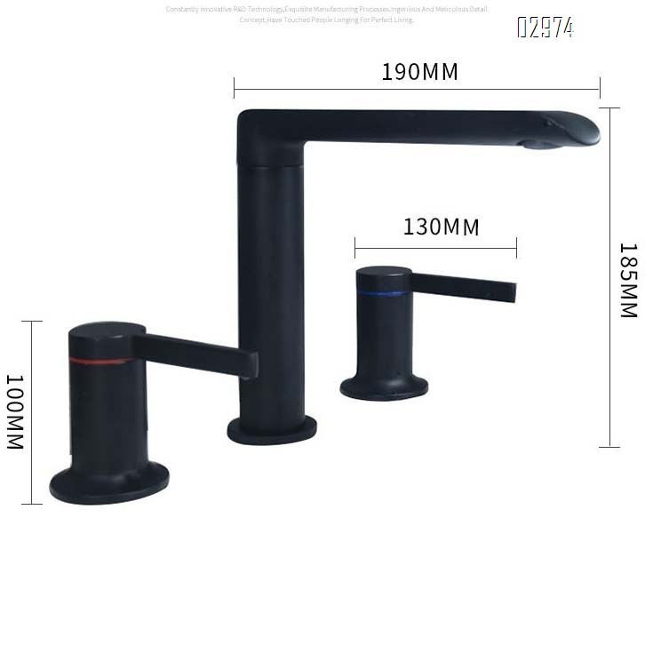 Three-hole faucet all Brass gold three-piece Separate set split type cold and hot European under-counter wash basin faucet