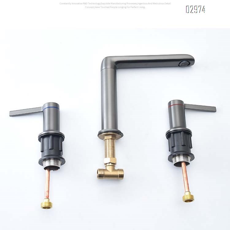 Three-hole faucet all Brass gold three-piece Separate set split type cold and hot European under-counter wash basin faucet