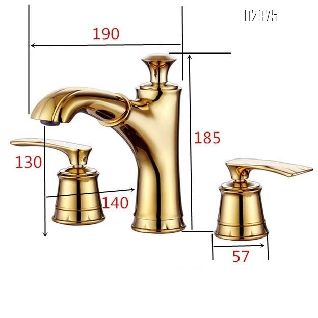 Golden Separate three-hole wash basin faucet titanium gold wash basin pull-out faucet all-Brass cold and hot water faucet