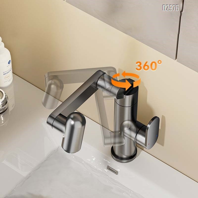 Aluminum Rotatable mechanical arm universal swivel faucet wash basin cold and hot water wash basin lucky cat wash basin faucet