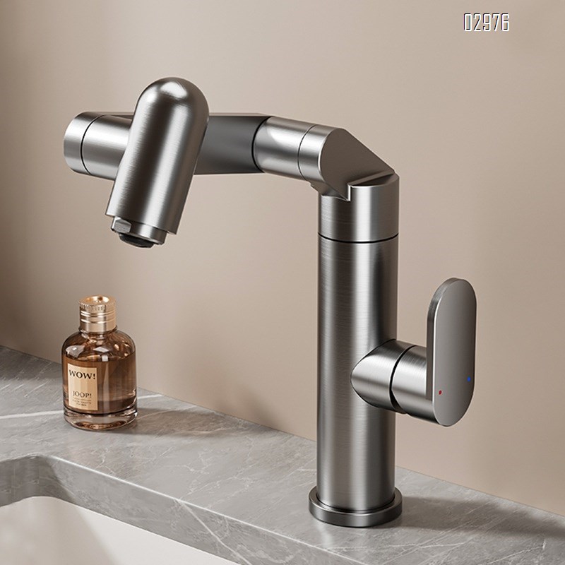 Aluminum Rotatable mechanical arm universal swivel faucet wash basin cold and hot water wash basin lucky cat wash basin faucet