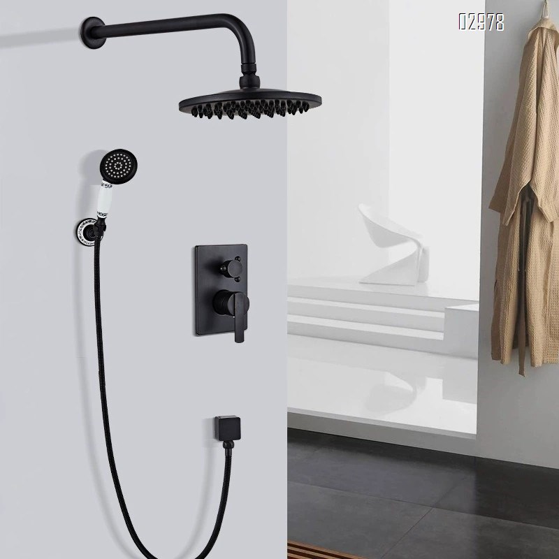 European style antique black patina wall-mounted recessed concealed shower set shower cold and hot water faucet