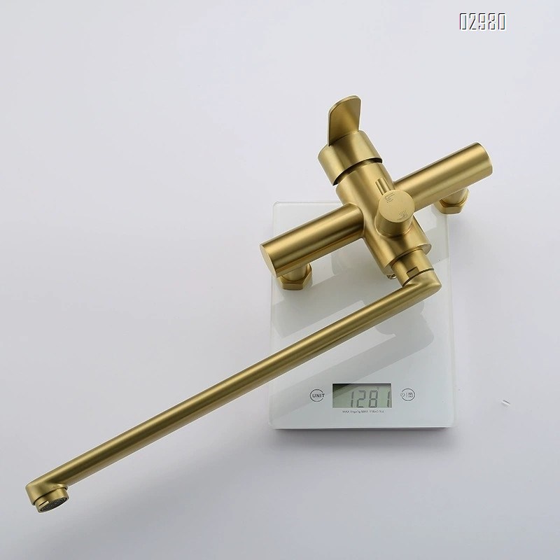 304 stainless steel recessed brushed gold bathroom faucet with extended spout handheld concealed shower set