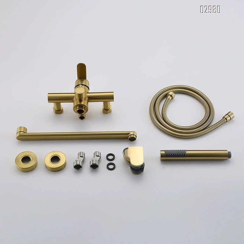304 stainless steel recessed brushed gold bathroom faucet with extended spout handheld concealed shower set