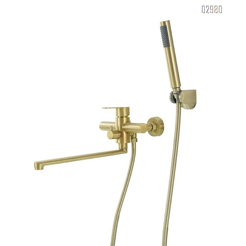 304 stainless steel recessed brushed gold bathroom faucet with extended spout handheld concealed shower set