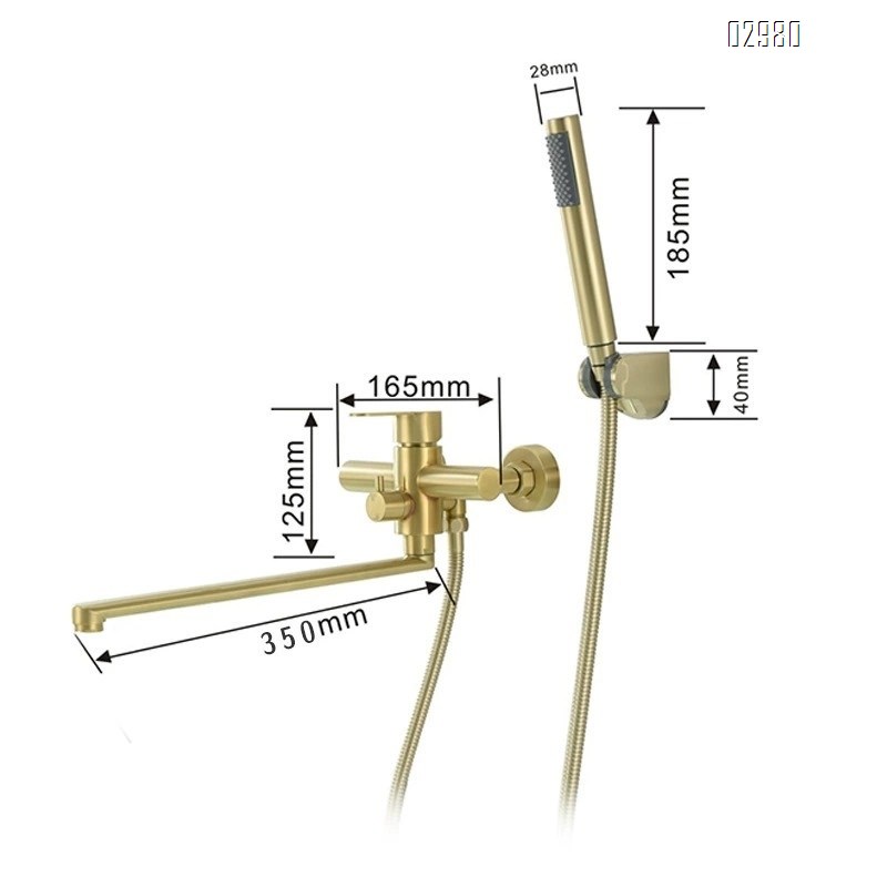 304 stainless steel recessed brushed gold bathroom faucet with extended spout handheld concealed shower set