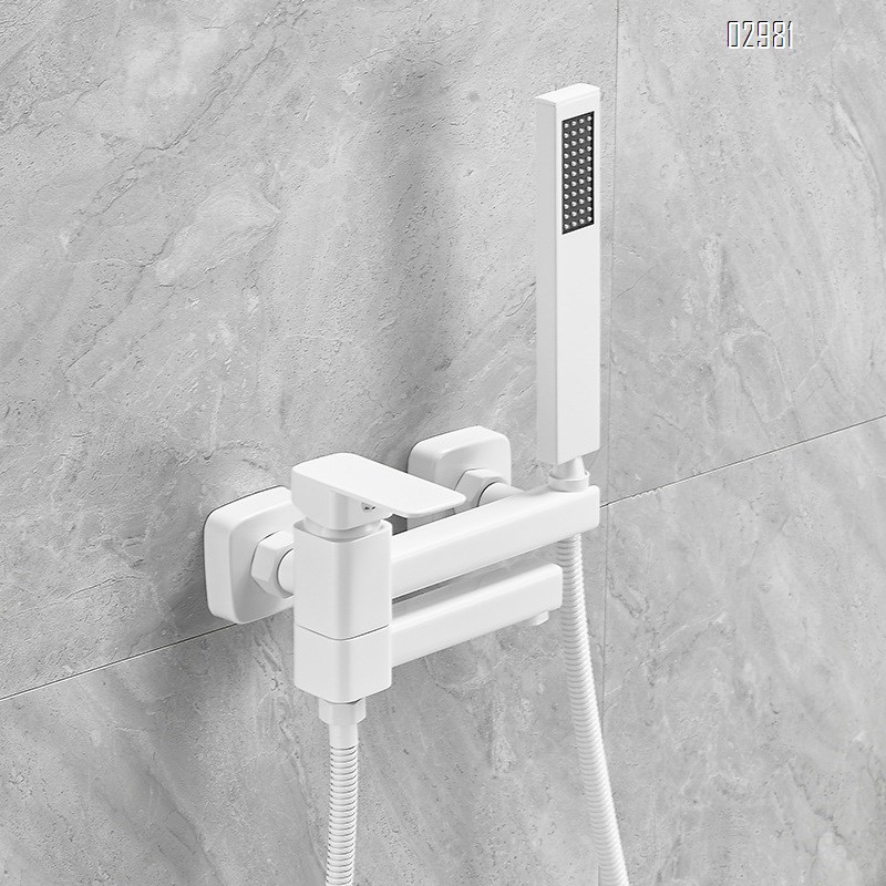White all-Brass shower set simple shower head for home bathtub faucet bathroom mixed switch cold and hot water faucet