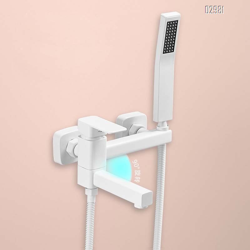 White all-Brass shower set simple shower head for home bathtub faucet bathroom mixed switch cold and hot water faucet