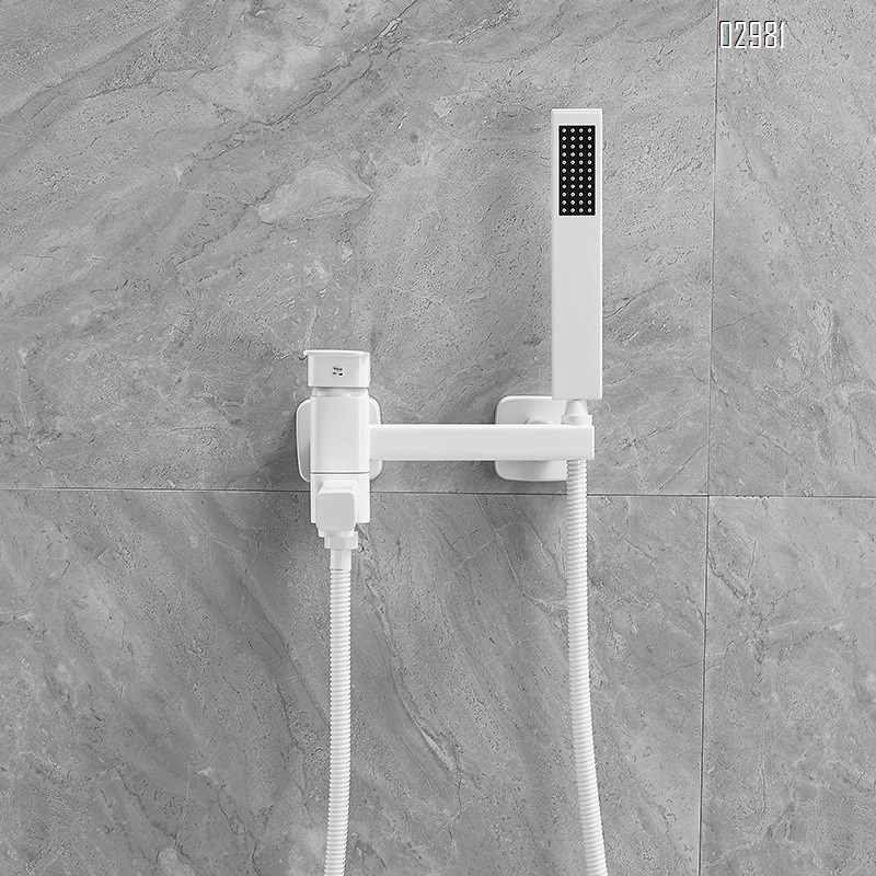 White all-Brass shower set simple shower head for home bathtub faucet bathroom mixed switch cold and hot water faucet