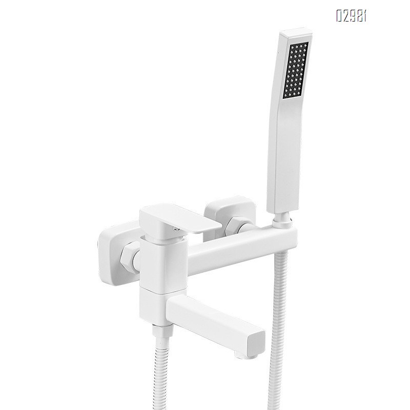 White all-Brass shower set simple shower head for home bathtub faucet bathroom mixed switch cold and hot water faucet