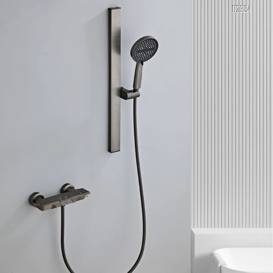 Gun Grey Space aluminum bathtub faucet shower set for home use pressurized separate bathroom simple shower head