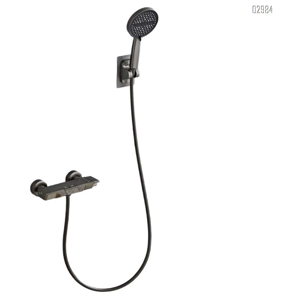 Gun Grey Space aluminum bathtub faucet shower set for home use pressurized separate bathroom simple shower head
