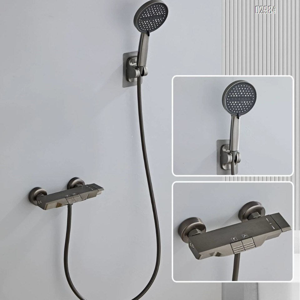 Gun Grey Space aluminum bathtub faucet shower set for home use pressurized separate bathroom simple shower head