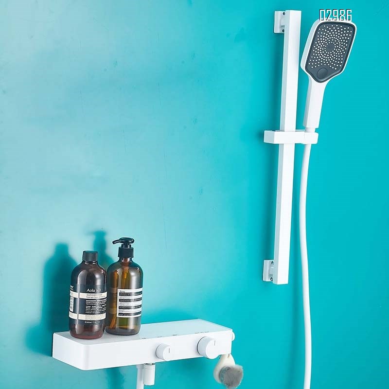 White Simple Stainless Steel Shower Head Set Cold Hot Bathroom Shower Rain Shower Head Home Use Spray Head