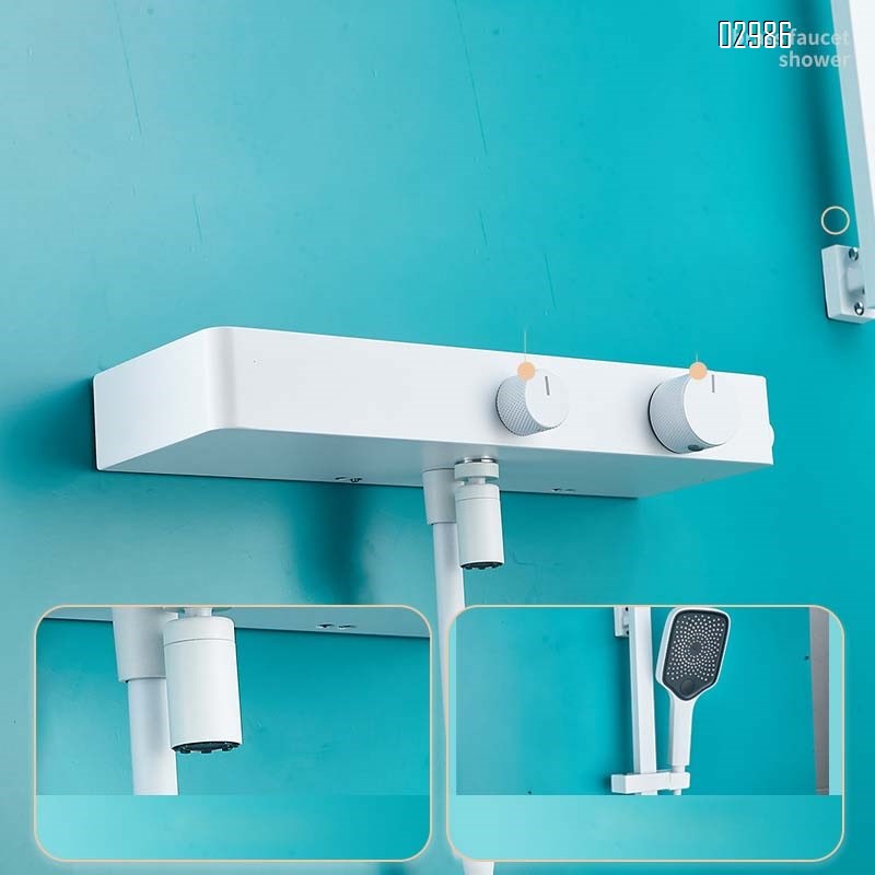 White Simple Stainless Steel Shower Head Set Cold Hot Bathroom Shower Rain Shower Head Home Use Spray Head