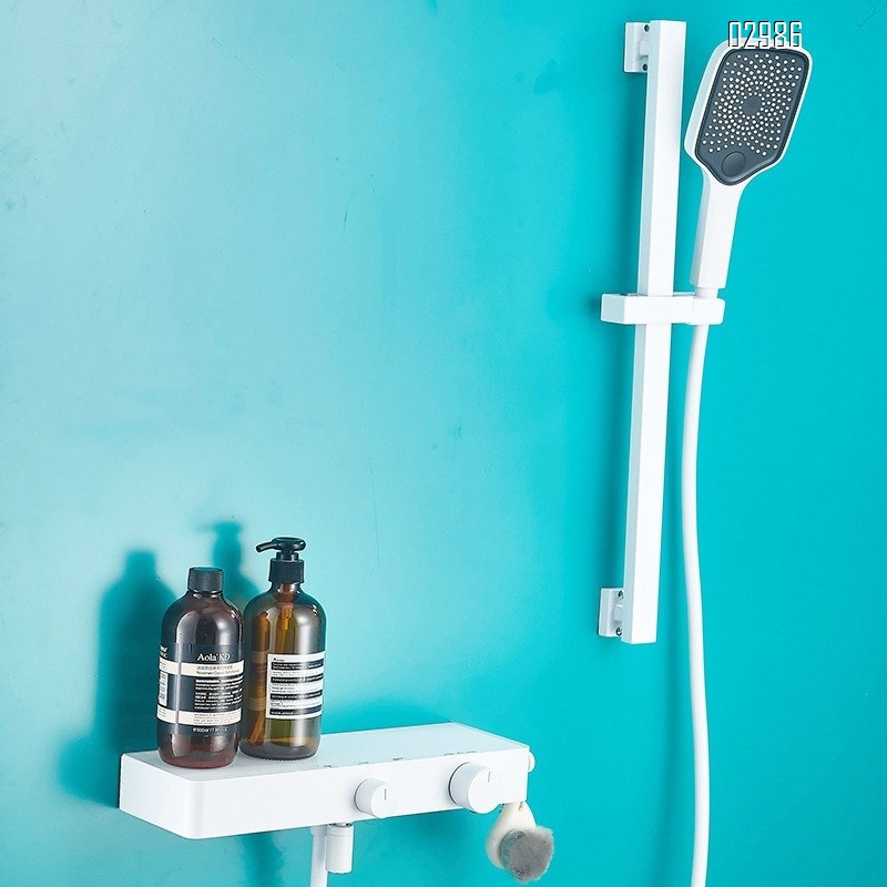 White Simple Stainless Steel Shower Head Set Cold Hot Bathroom Shower Rain Shower Head Home Use Spray Head