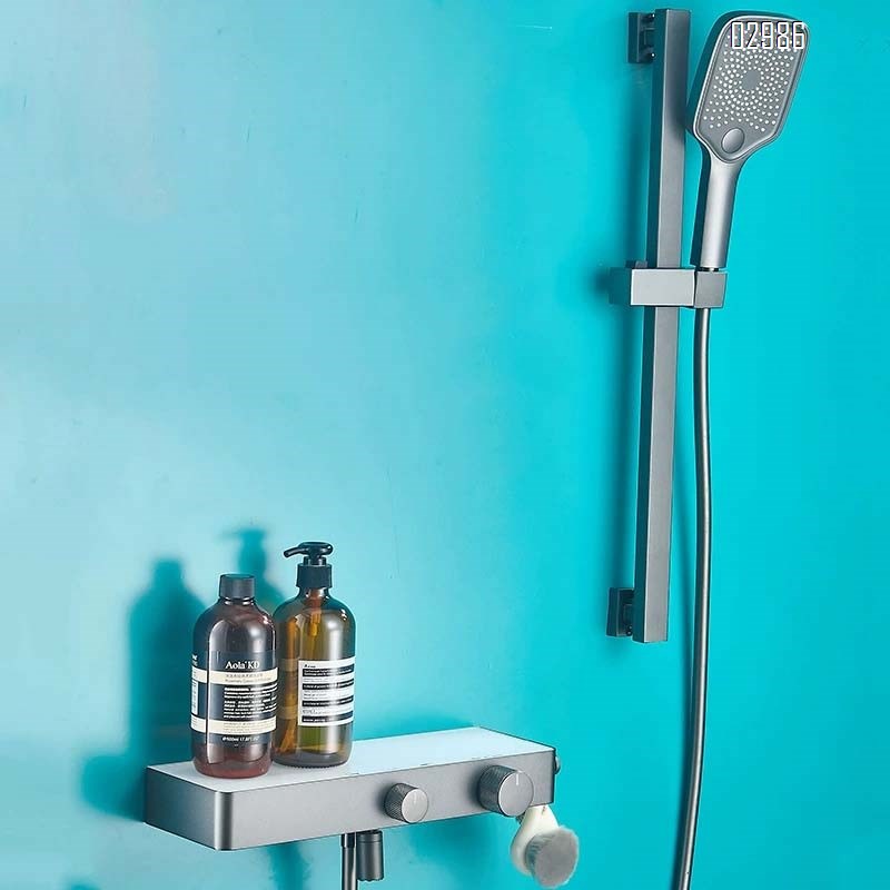 White Simple Stainless Steel Shower Head Set Cold Hot Bathroom Shower Rain Shower Head Home Use Spray Head