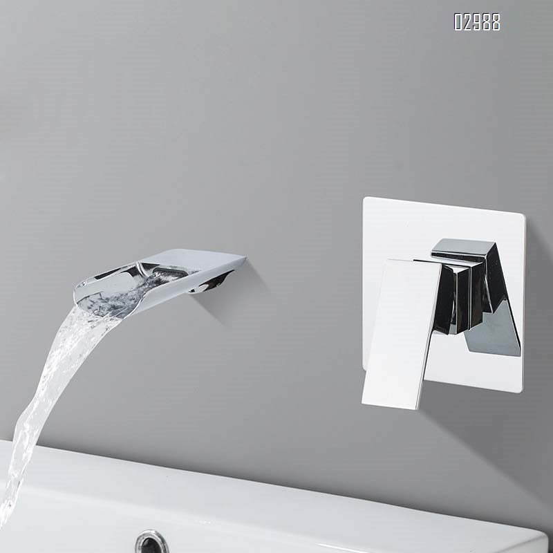 Wall-mounted waterfall sink faucet with concealed built-in hot and cold water supply for Bathroom