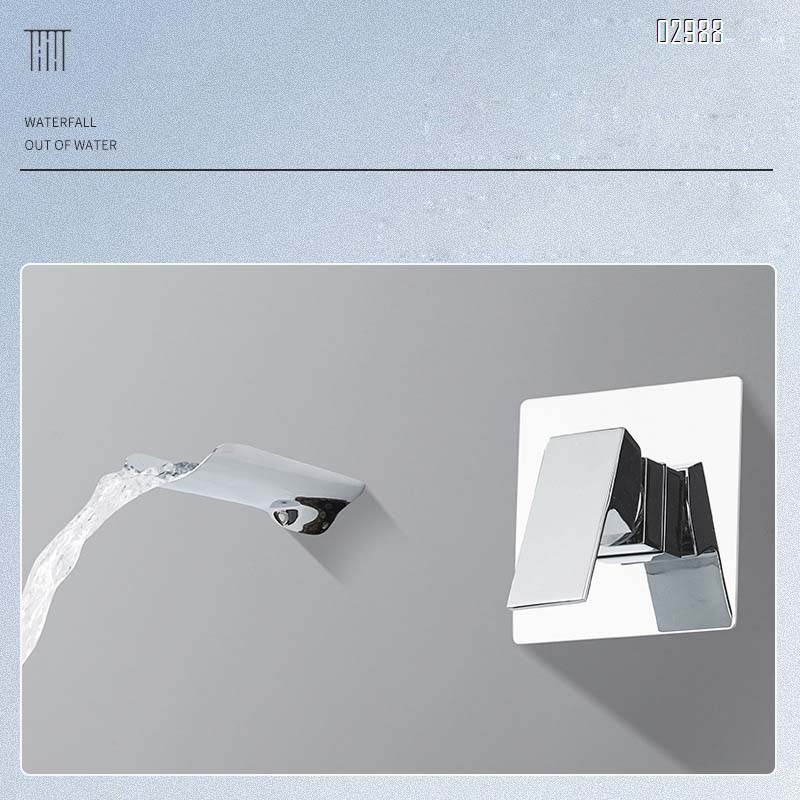 Wall-mounted waterfall sink faucet with concealed built-in hot and cold water supply for Bathroom