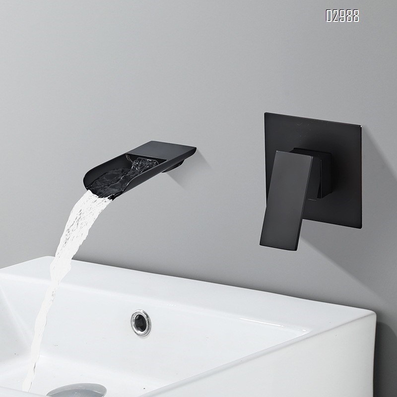 Wall-mounted waterfall sink faucet with concealed built-in hot and cold water supply for Bathroom